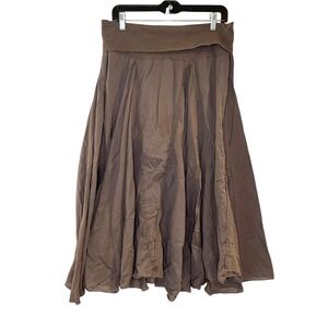 Baba Womens XL Fold Over Skirt Brown Boho Hippie Elastic Waist Y2K Fairy Cottage